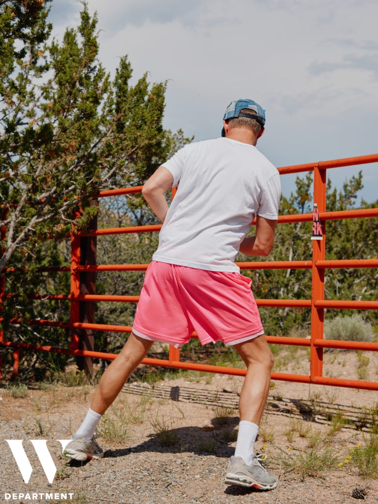 the 3sixteen Pima Cotton T-Shirt can be worn in an athletic manner, shown here with the S.K. Manor Hill Reversible Ball Short