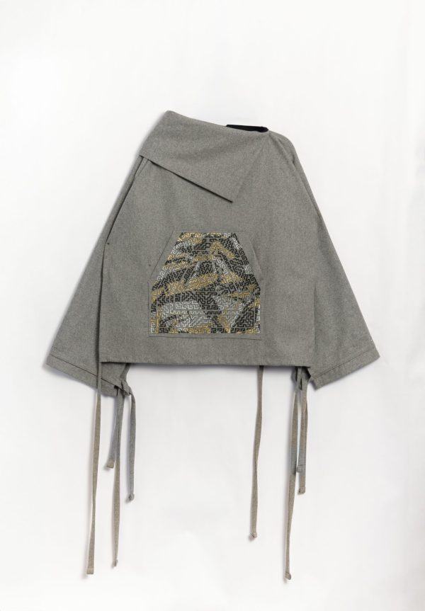 Carla Fernandez Poncho Cincha Negro Colado Plata