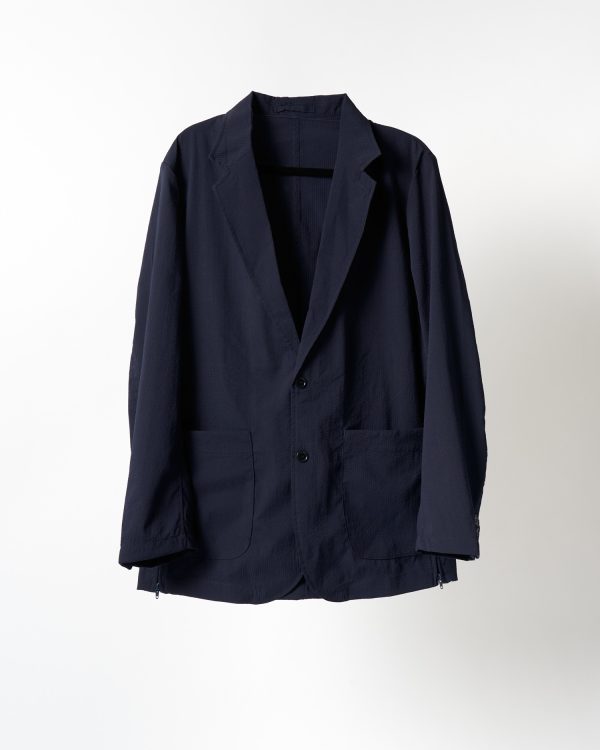 Kuon Side Zip Seersucker Blazer
