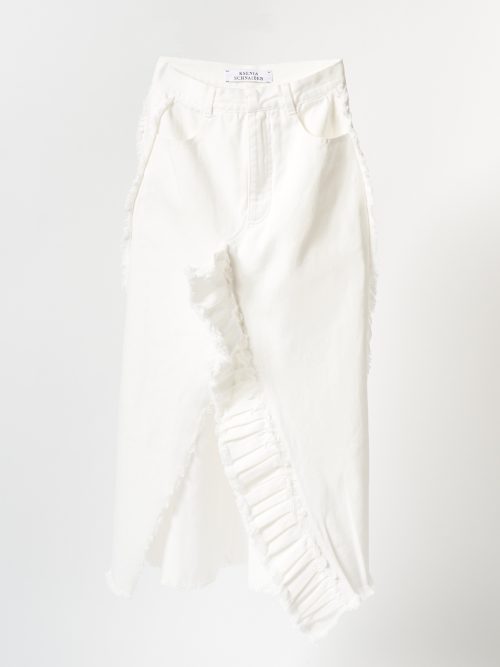 Ksenia Schnaider Denim Maxi Skirt with Ruffles