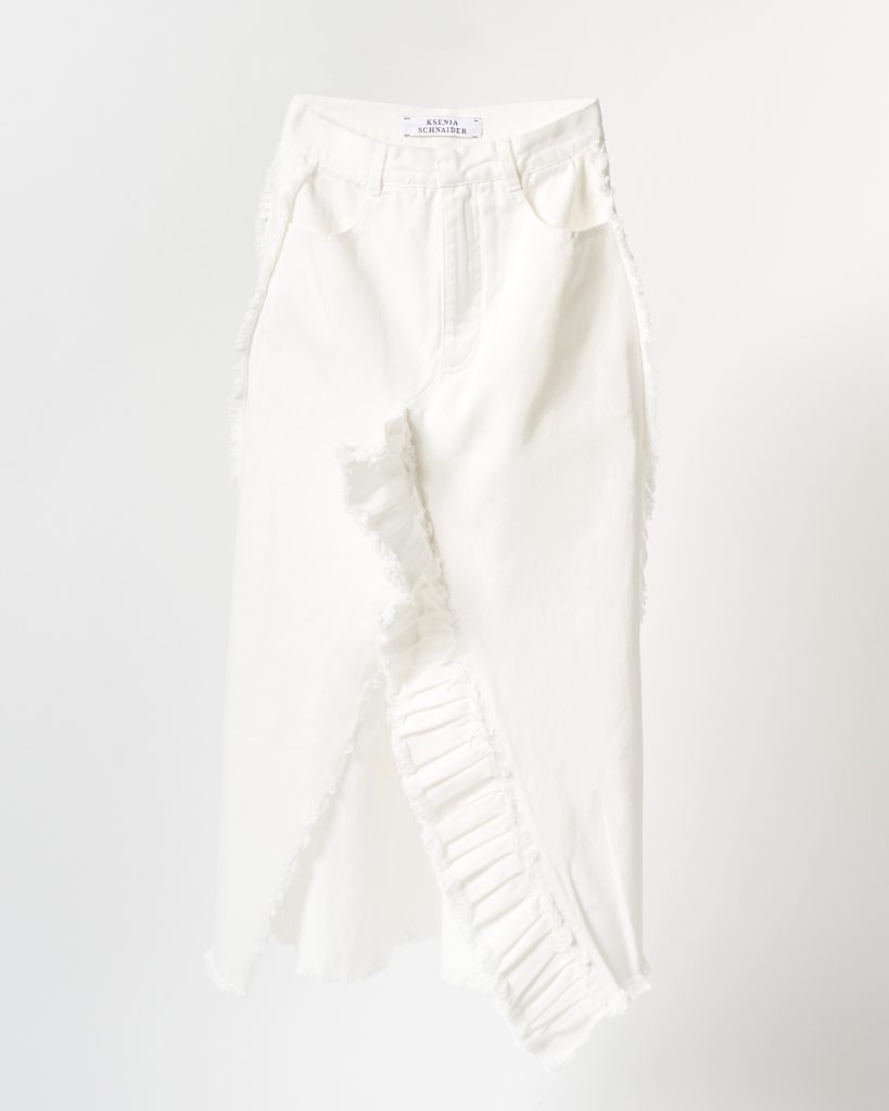 Ksenia Schnaider Denim Maxi Skirt with Ruffles