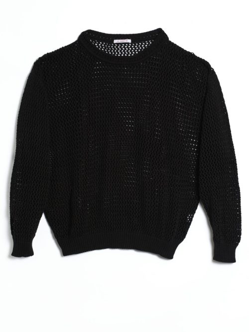 s.k. manor hill Open Knit Sweater - Black