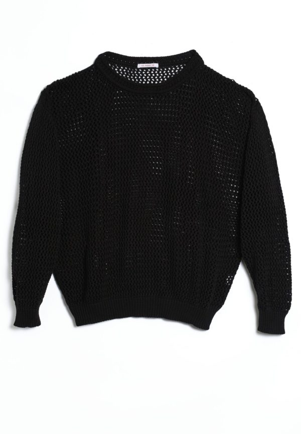 s.k. manor hill Open Knit Sweater - Black