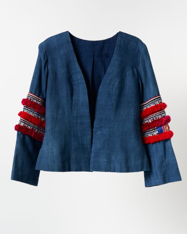Lao Designs Indigo Jacket with vintage arm adornment