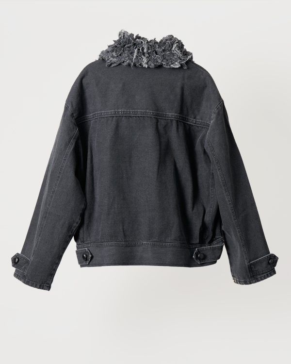 Ksenia Schnaider Denim Jacket with Denim Fur Collar, view 2