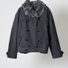 Ksenia Schnaider Denim Jacket with Denim Fur Collar