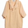 Mai-Gidah Shortsleeve Tunic Shirt with Wraparound Collar