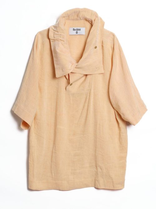 Mai-Gidah Shortsleeve Tunic Shirt with Wraparound Collar