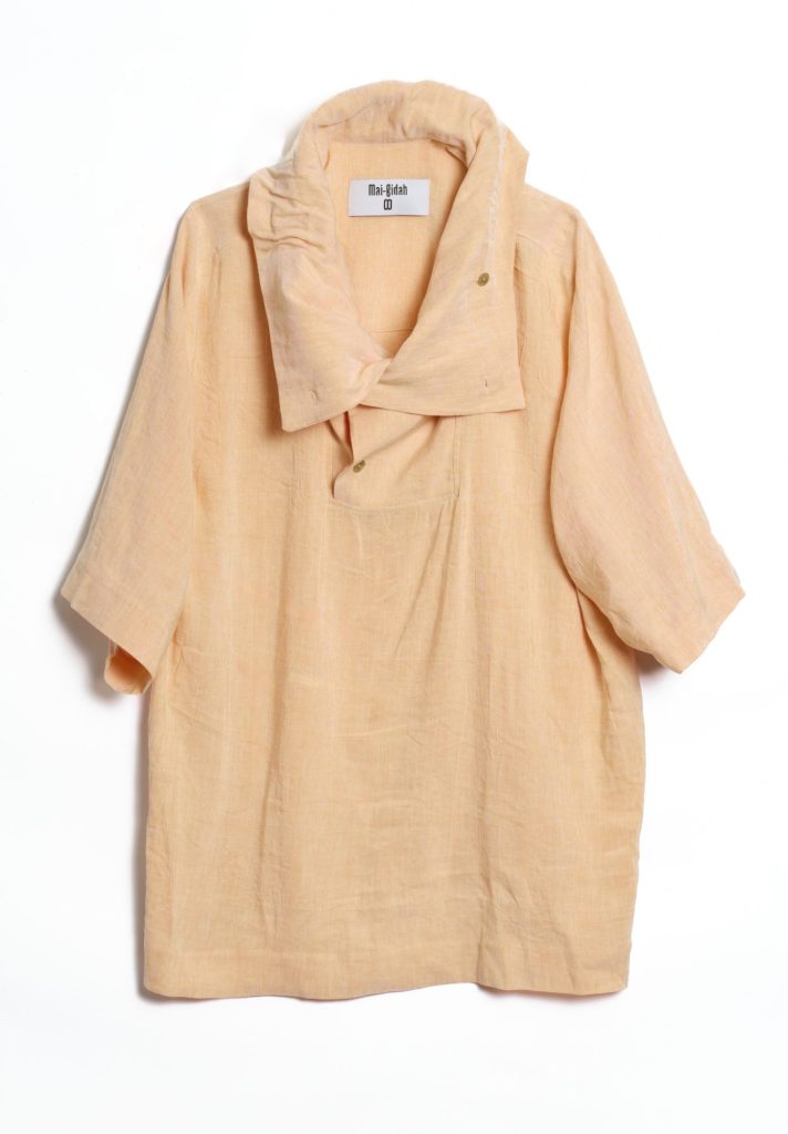 Mai-Gidah Shortsleeve Tunic Shirt with Wraparound Collar