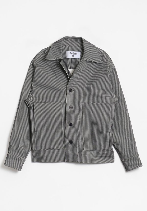 MaiGidah_-BlackWhiteJacket_312.jpg Mai Gidah Corduroy Worker Style Jacket with Button-Closure and Pockets