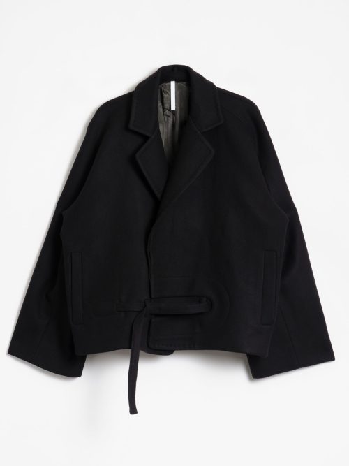 Mai Gidah Bulb-Shaped Short Jacket with Crossbody Closure and Pockets