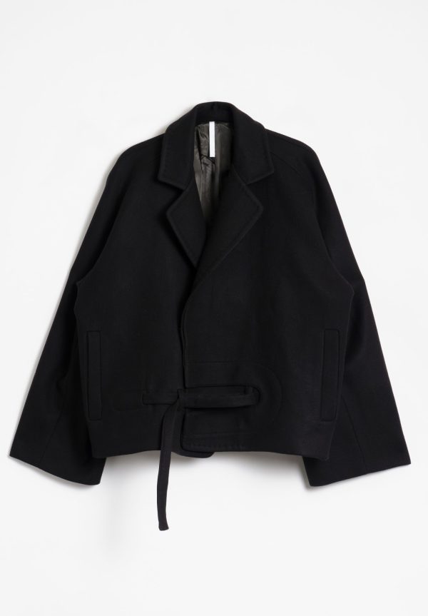 Mai Gidah Bulb-Shaped Short Jacket with Crossbody Closure and Pockets