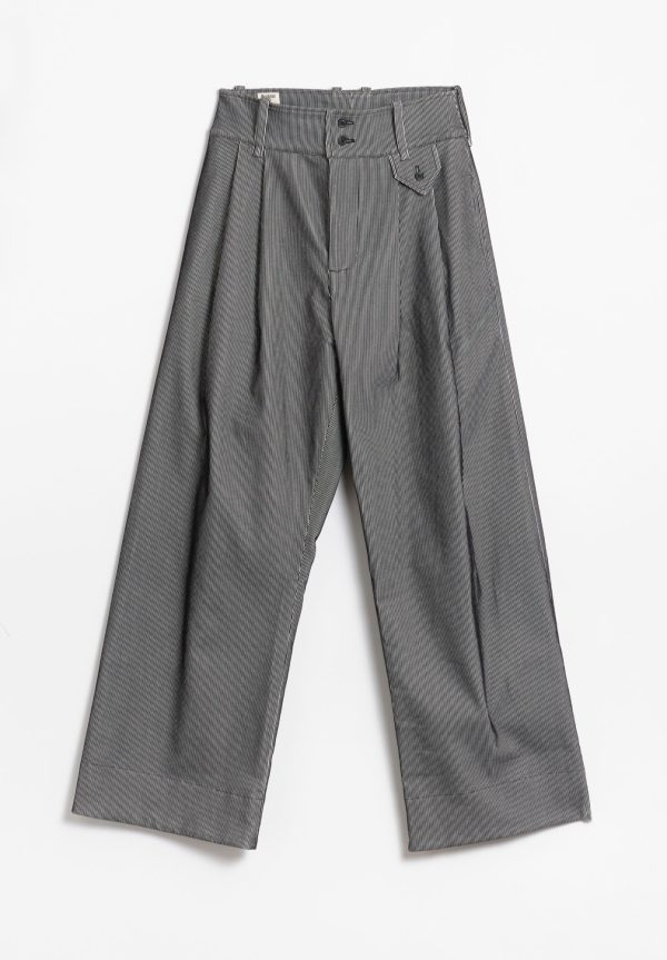 Mai Gidah Corduroy High-Waisted Trousers with Button-Closure and Pockets