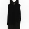 Tibi Melee Crepe V-Neck Power Mesh Combo Dress