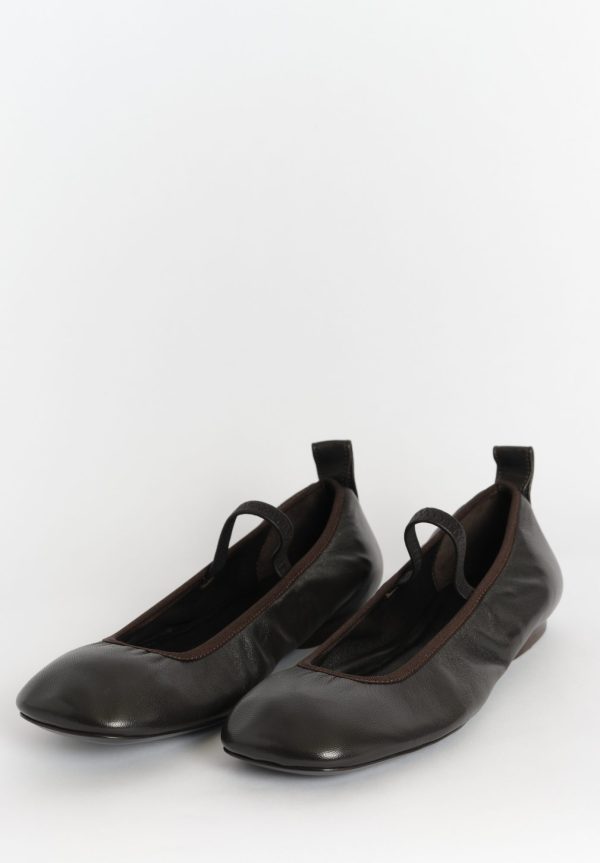 Lemaire Square Flat Ballerina Shoe- Chocolate Brown