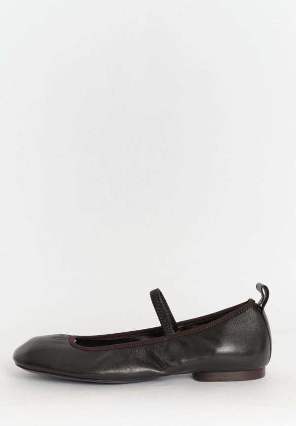 Lemaire Square Flat Ballerina Shoe- Chocolate Brown, view 2