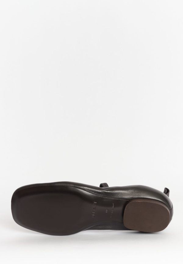 Lemaire Square Flat Ballerina Shoe- Chocolate Brown, view 3