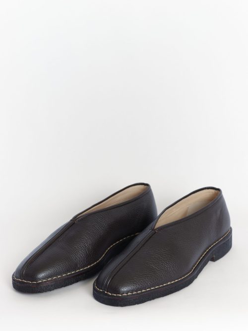 Lemaire Men's Piped Crepe Slippers - Dark Brown