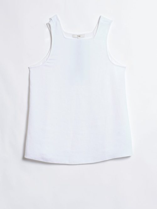 Tibi Pebble Sable Square Neck Cross Back Tank