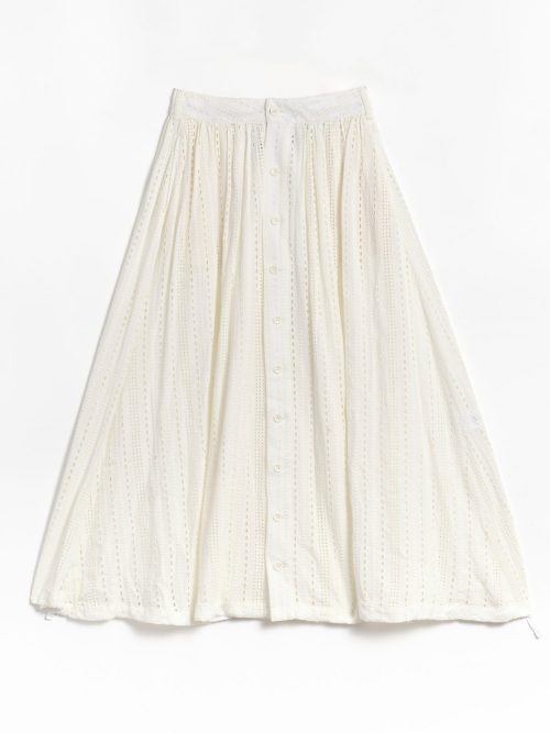 Engineered Garments Gather Skirt - White Rayon Embroidery Eyelet