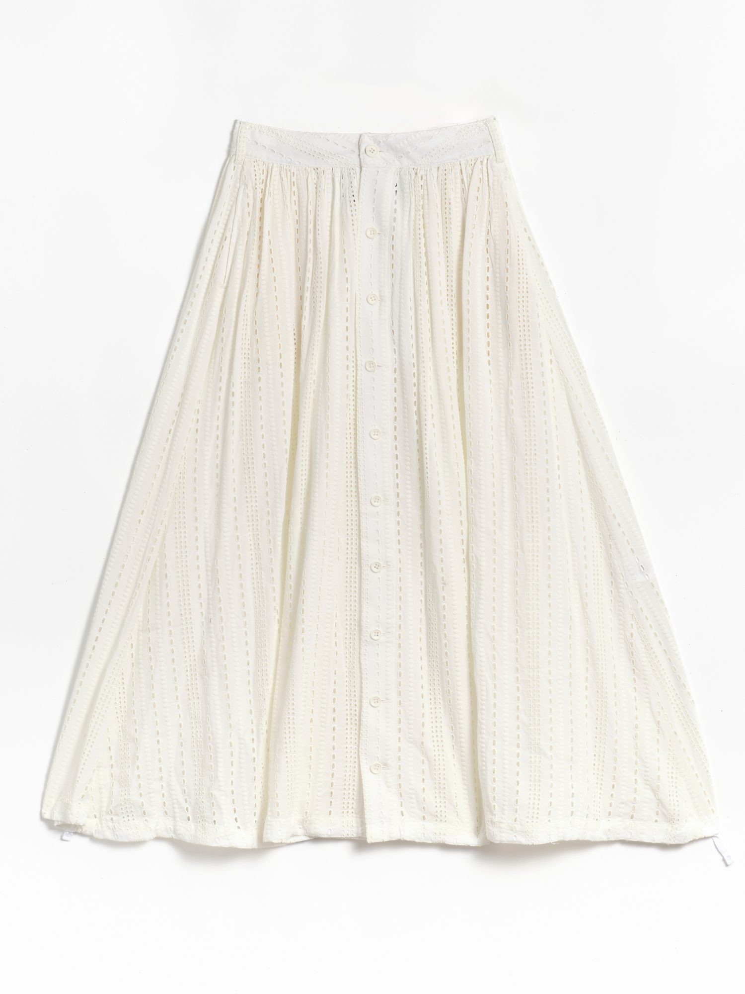 Engineered Garments Gather Skirt - White Rayon Embroidery Eyelet - W ...