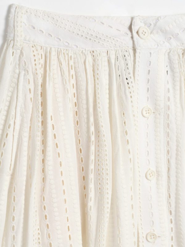 EG_10422_033.jpg Engineered Garments Gather Skirt - White Rayon Embroidery Eyelet, view 2