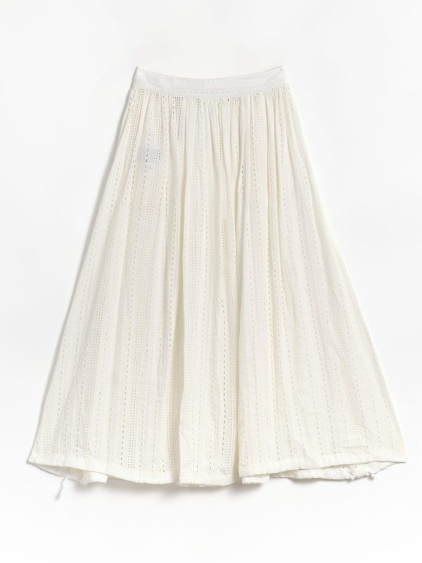 EG_10422_040.jpg Engineered Garments Gather Skirt - White Rayon Embroidery Eyelet, view 3
