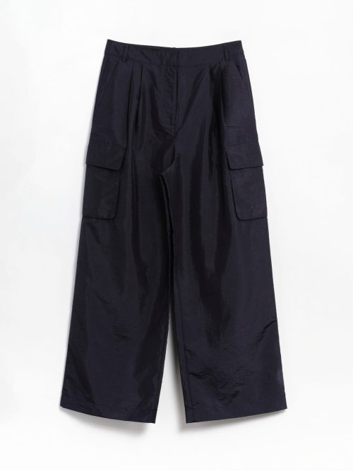 Tibi Crispy Nylon Stella Pleated Cargo Pants