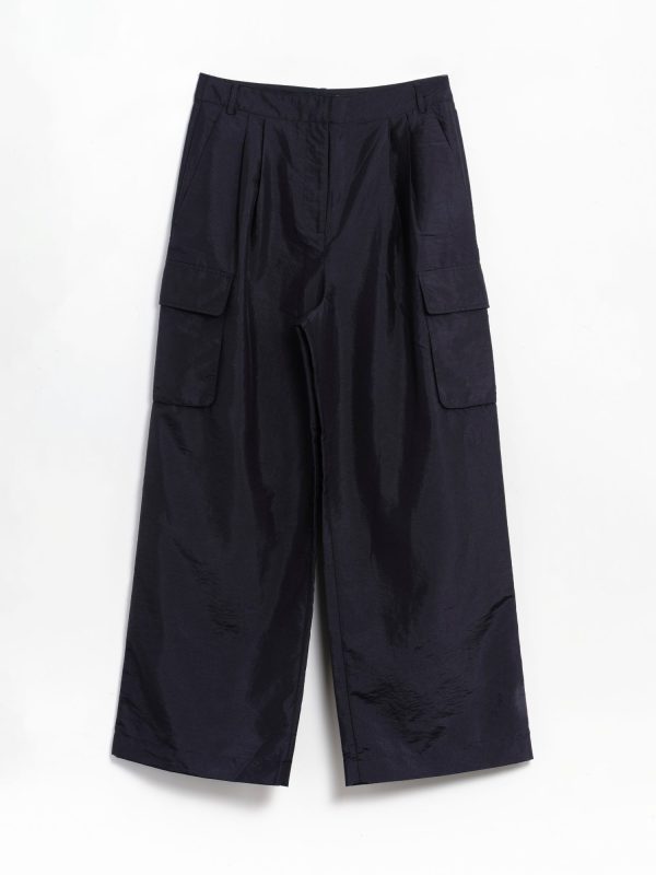 Tibi Crispy Nylon Stella Pleated Cargo Pants