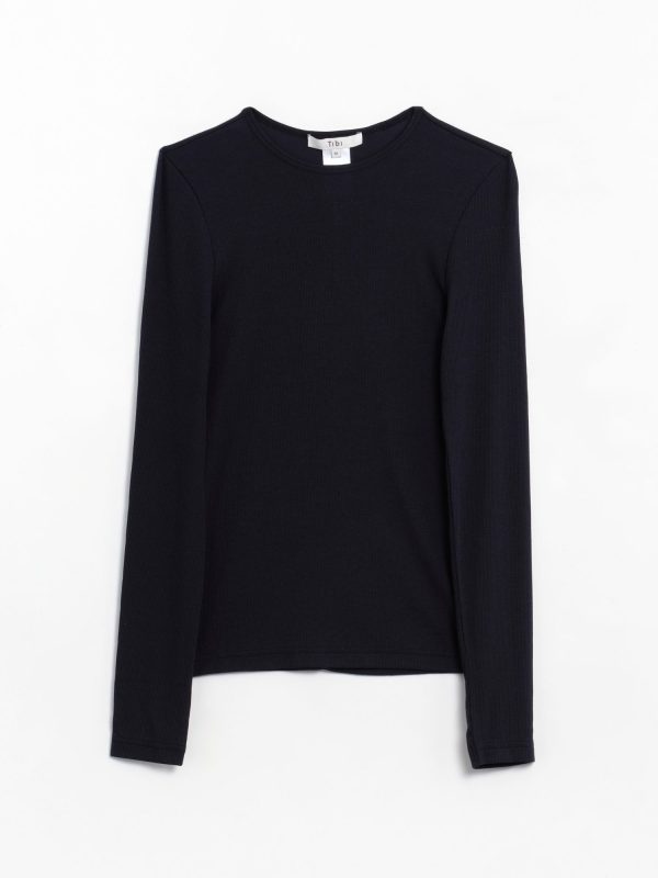 Tibi Ribbed Crewneck Pullover T, view 3