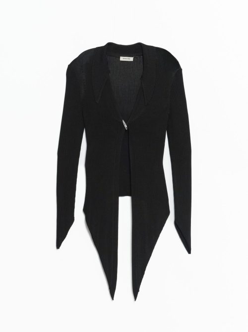Grace Ling Angular Ribbed Knit Cardigan