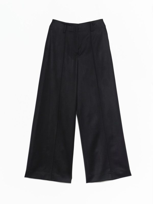 Grace Ling Tailored Wide Leg Logo Tag Trousers
