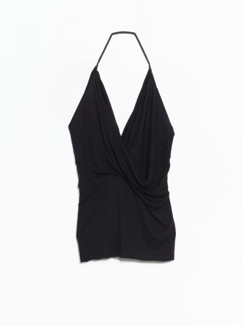 Rick Owens Draped Top - Black Rainino Jersey