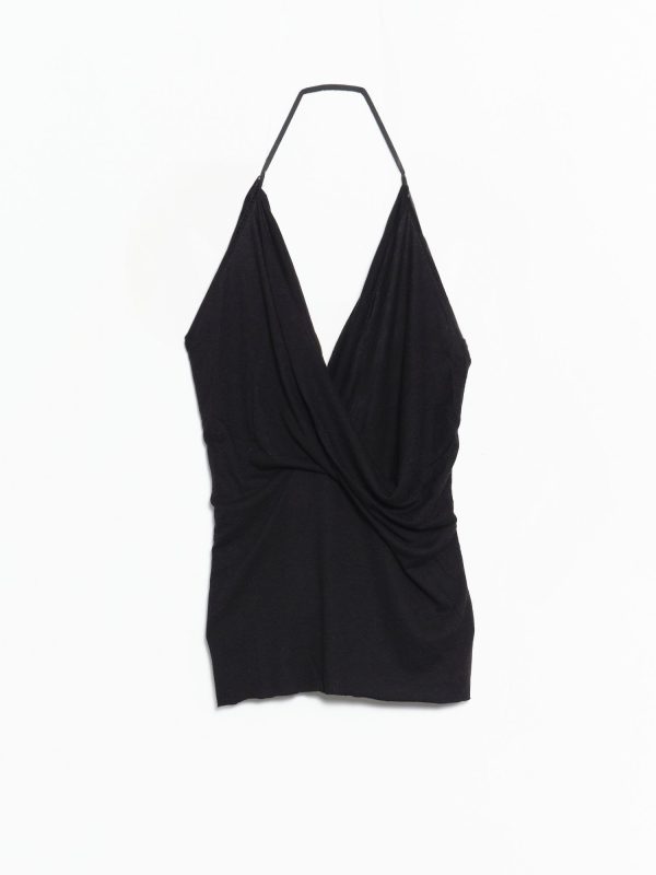 Rick Owens Draped Top - Black Rainino Jersey