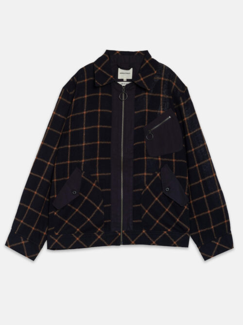Nicholas_Daley_2513053_277.jpg Nicholas Daley Zip-Through Shirt Jacket, Navy and Orange Check