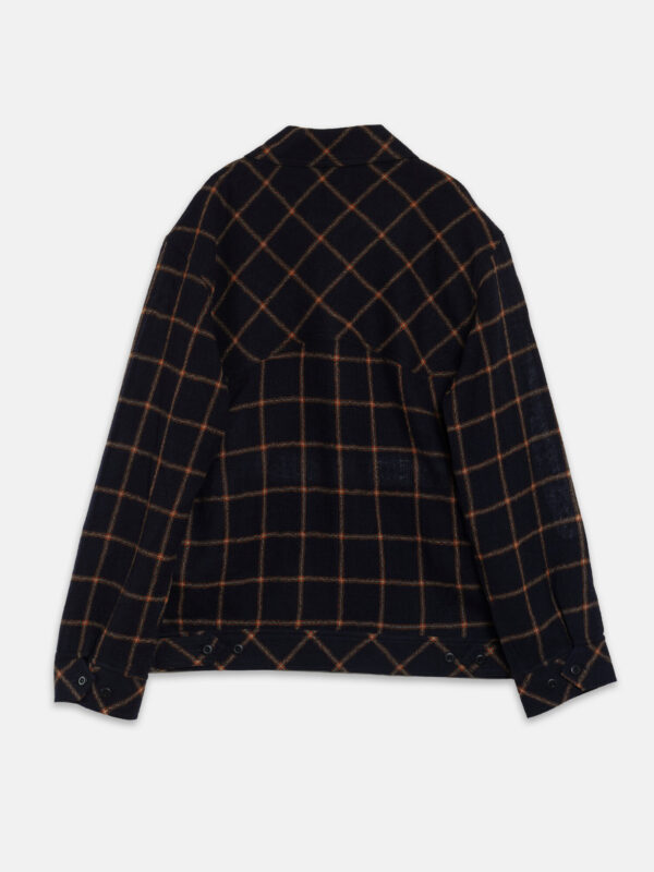 Nicholas Daley Zip-Through Shirt Jacket, Navy and Orange Check, view 2