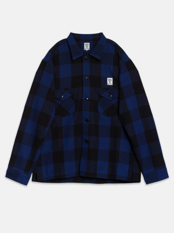 South2 West 8 Smokey Shirt - Cotton Buffalo Plaid Twill