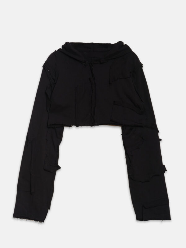 Swampgod Cropped Patchwork Hoodie, view 3