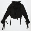 Ann Demeulemeester Stee Ruffled Drawstring Top - Black