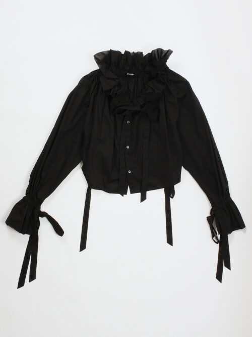 Ann Demeulemeester Stee Ruffled Drawstring Top - Black
