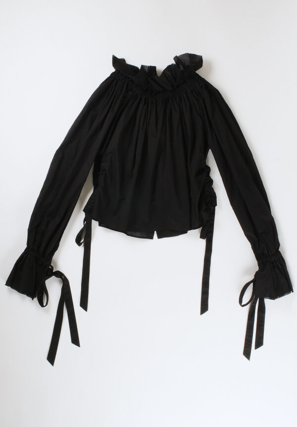 Ann Demeulemeester Stee Ruffled Drawstring Top - Black, view 2