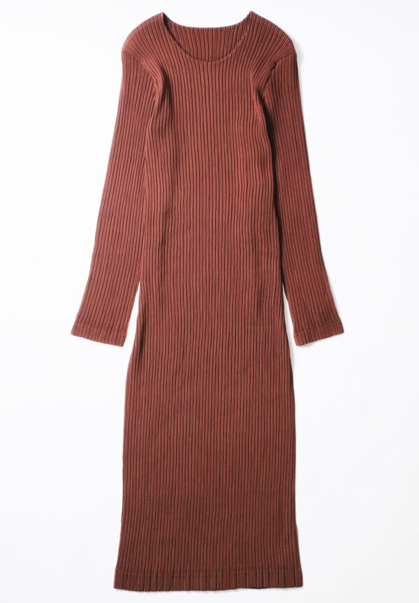 Issey Miyake Hatching Pleats Dress - Dark Brown, view 2