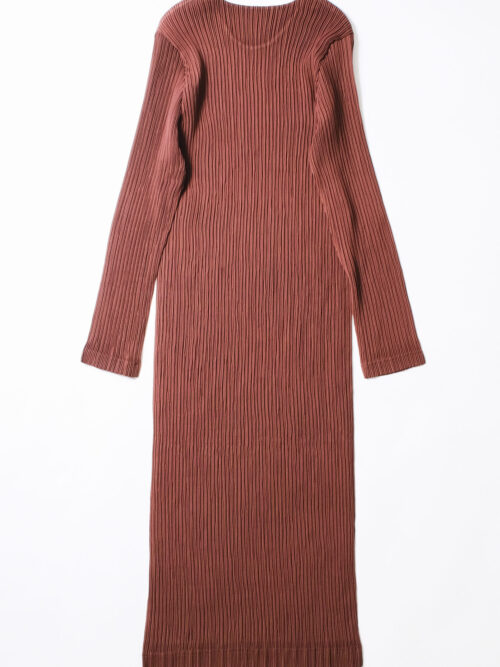 11753_B.jpg Issey Miyake Hatching Pleats Dress - Dark Brown