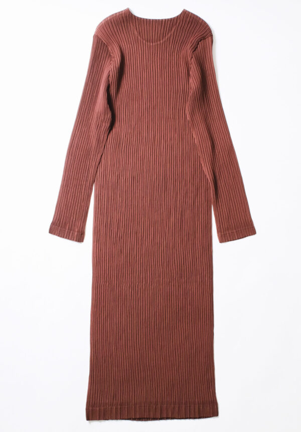 Issey Miyake Hatching Pleats Dress - Dark Brown