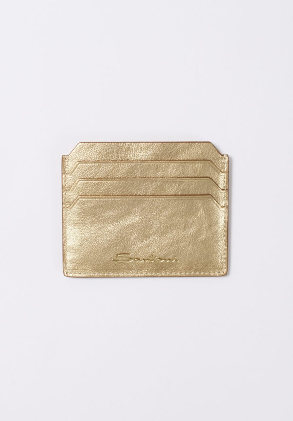 Santoni Tumbled Leather Credit Card Case
