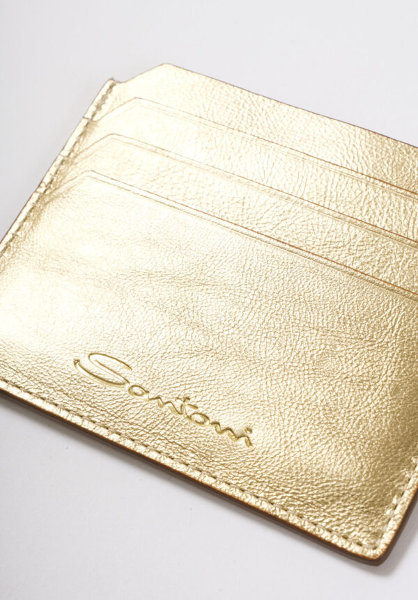 Santoni Tumbled Leather Credit Card Case, view 3